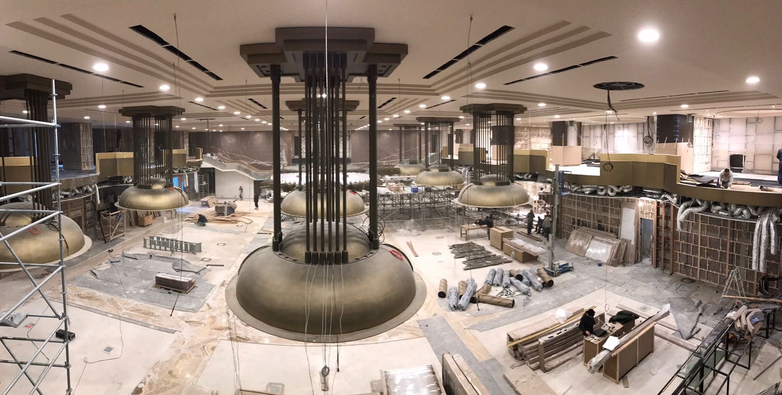 Large casino gaming floor under construction during the pre-opening project stage